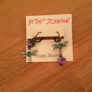 Betsey Johnson Rhinestone Dragonfly ear rings  NEW